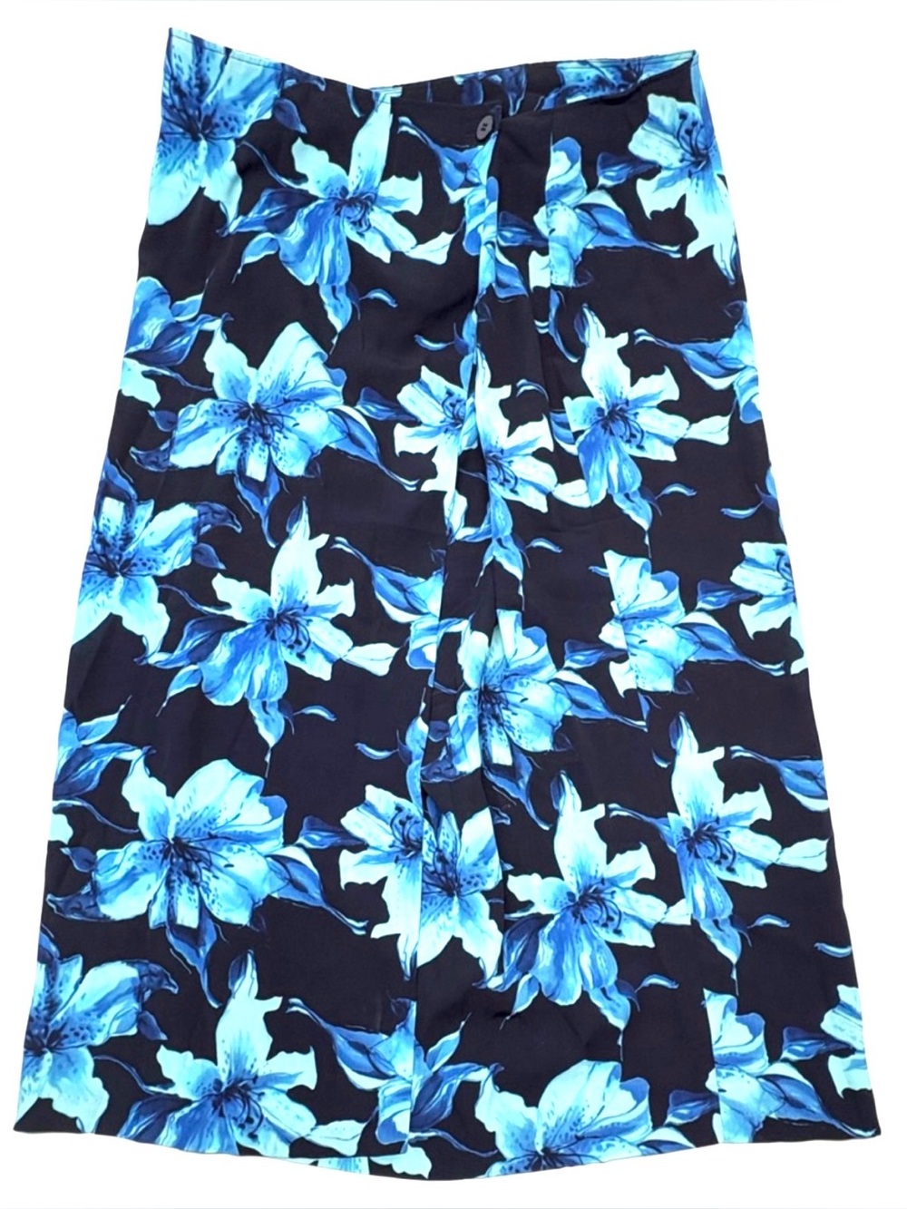 Vintage Penningtons Blue Tropical Floral Midi Skirt - Plus Size